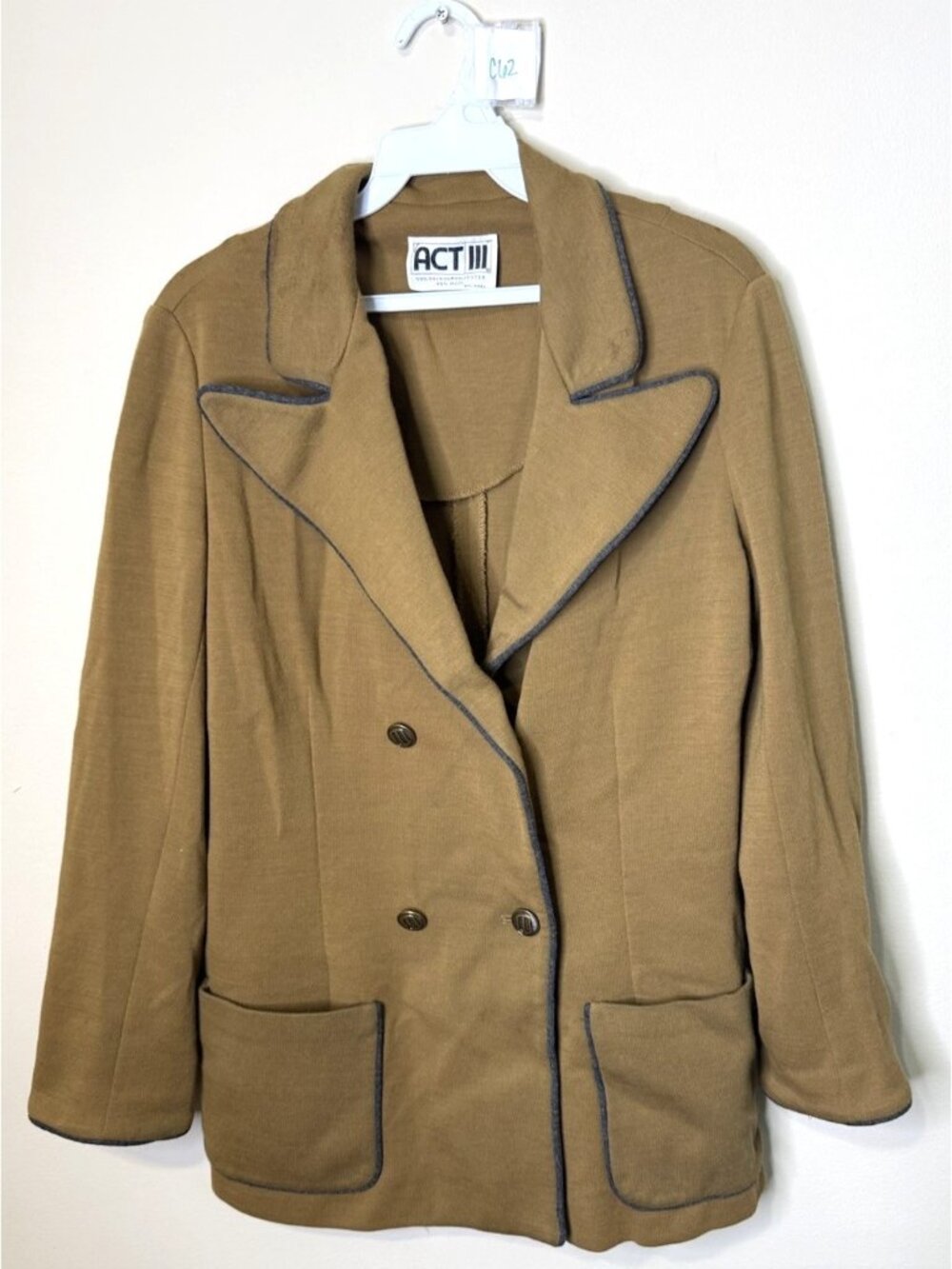 Vintage 70s Blazer Jacket Double Breasted Wool Blend Disco Hippy